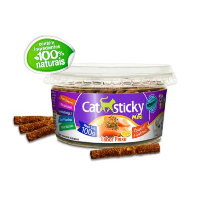Cat Stick Mini sabor Peixe. Pote com 100g de mini tubinhos para gatos