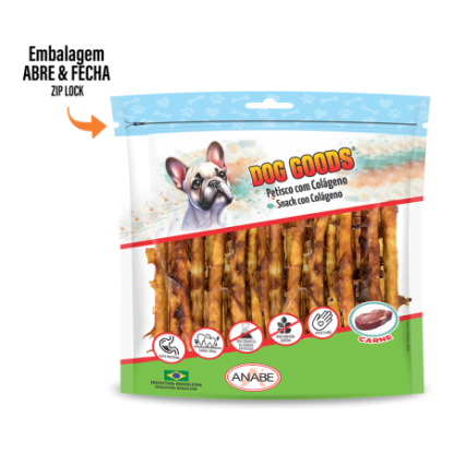 Roll Mini com Colágeno e Cobertura de Pasta de Carne Bovina. Pacote com 1kg